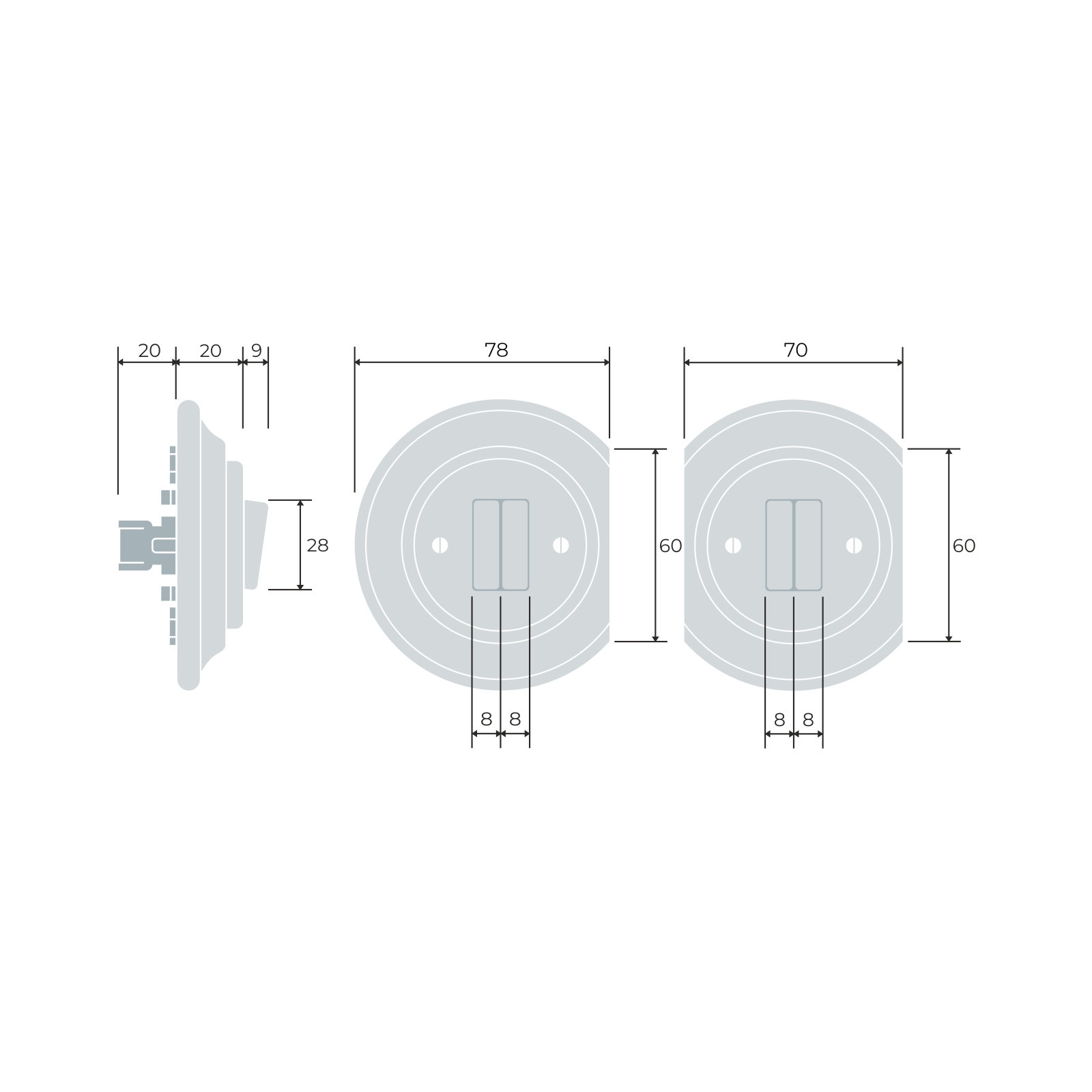 Porcelain switches - () a 2 gang - multiple X | Katy Paty